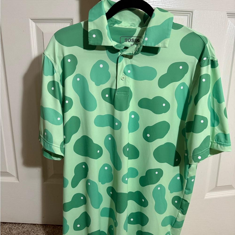SOSIK Green Patterned Men's golf shirt